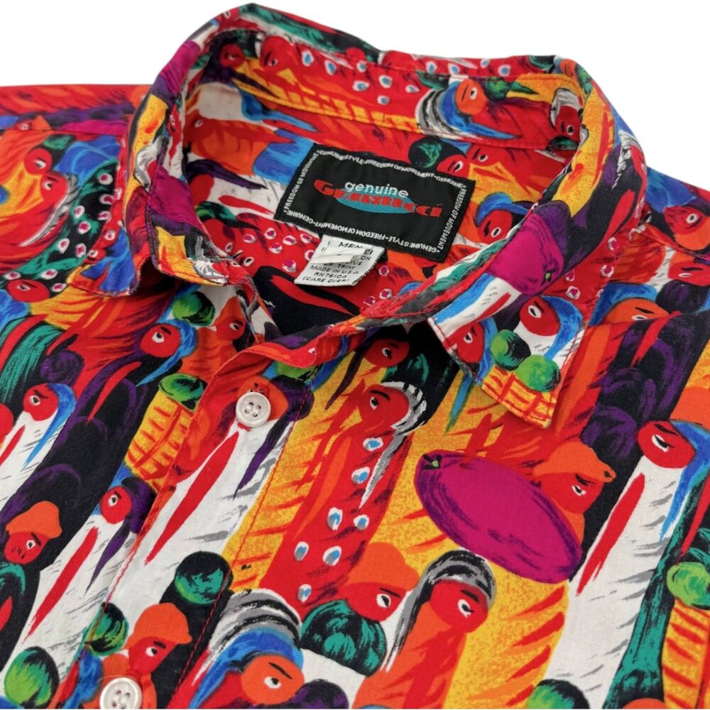 Vintage 90s Gramicci Men's Abstract Folk Art Button Down Shirt Large